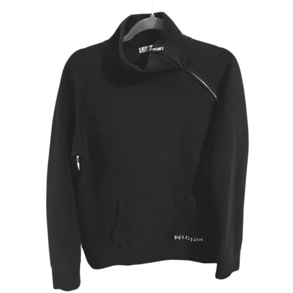 Peloton Ribbed Pullover 1/2 Zip Asymmetrical Black - Picture 1 of 7